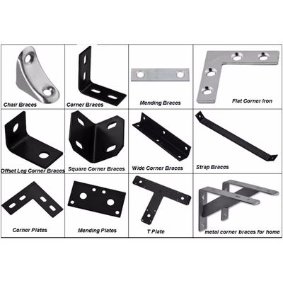 Acier d'emboutissage L / T / I /Forme croisée d'angle de connexion Plaque d'angle de support de coin plat Support d'angle plat pour meubles